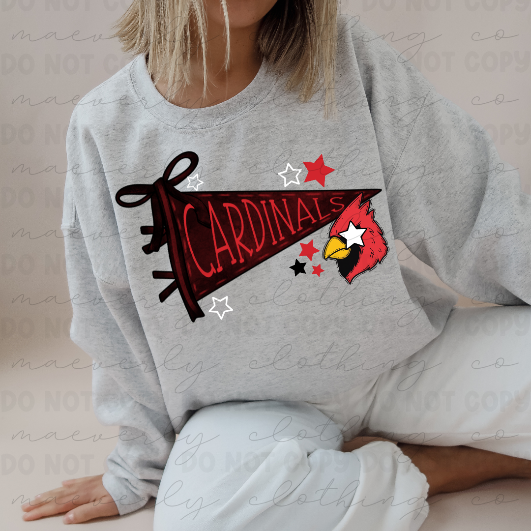 Mentor Cardinals Pennant Mascot Tee/Crewneck