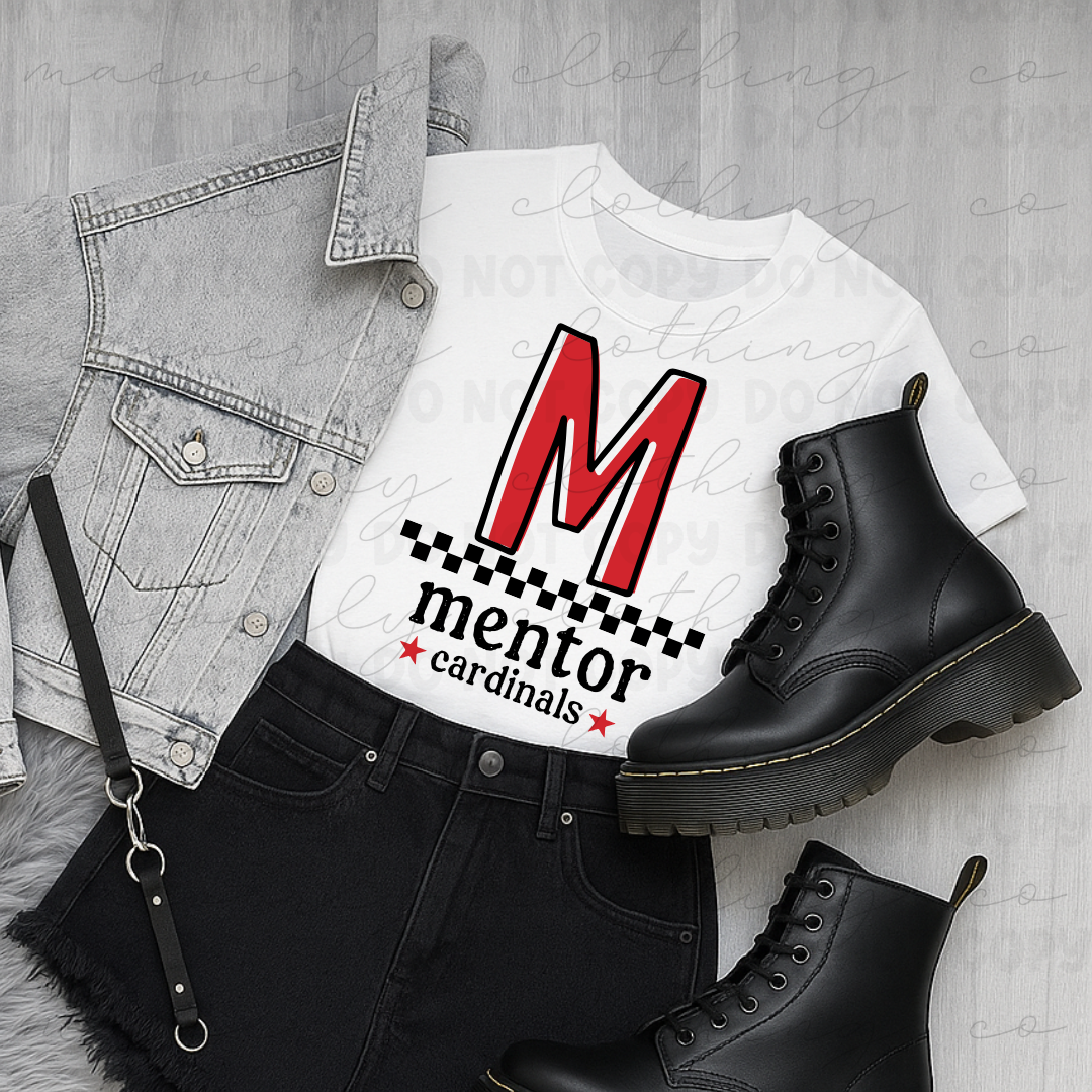 Mentor Cardinals Checkered Pride Tee/Crewneck