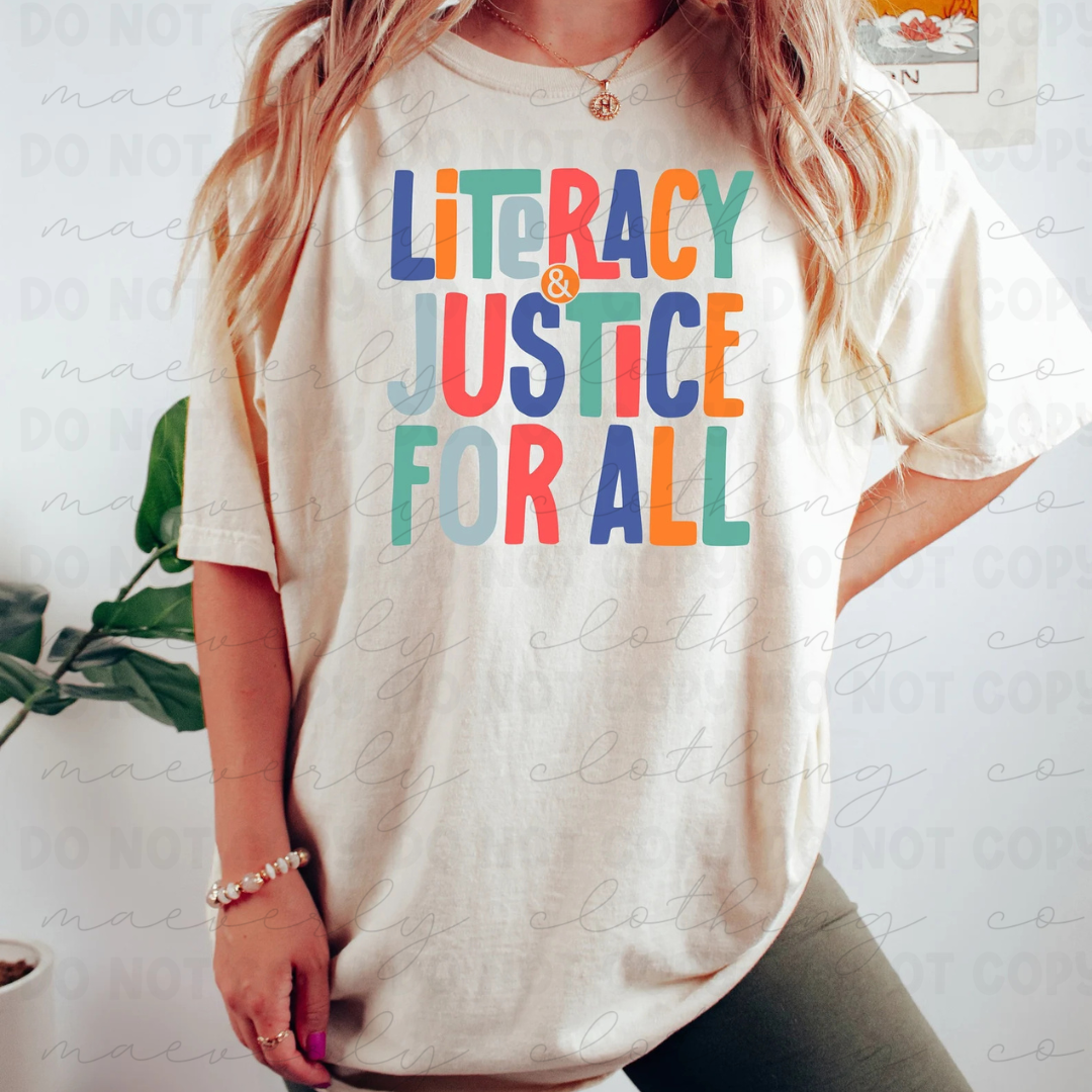 Literacy + Justice For All Tee/Crewneck