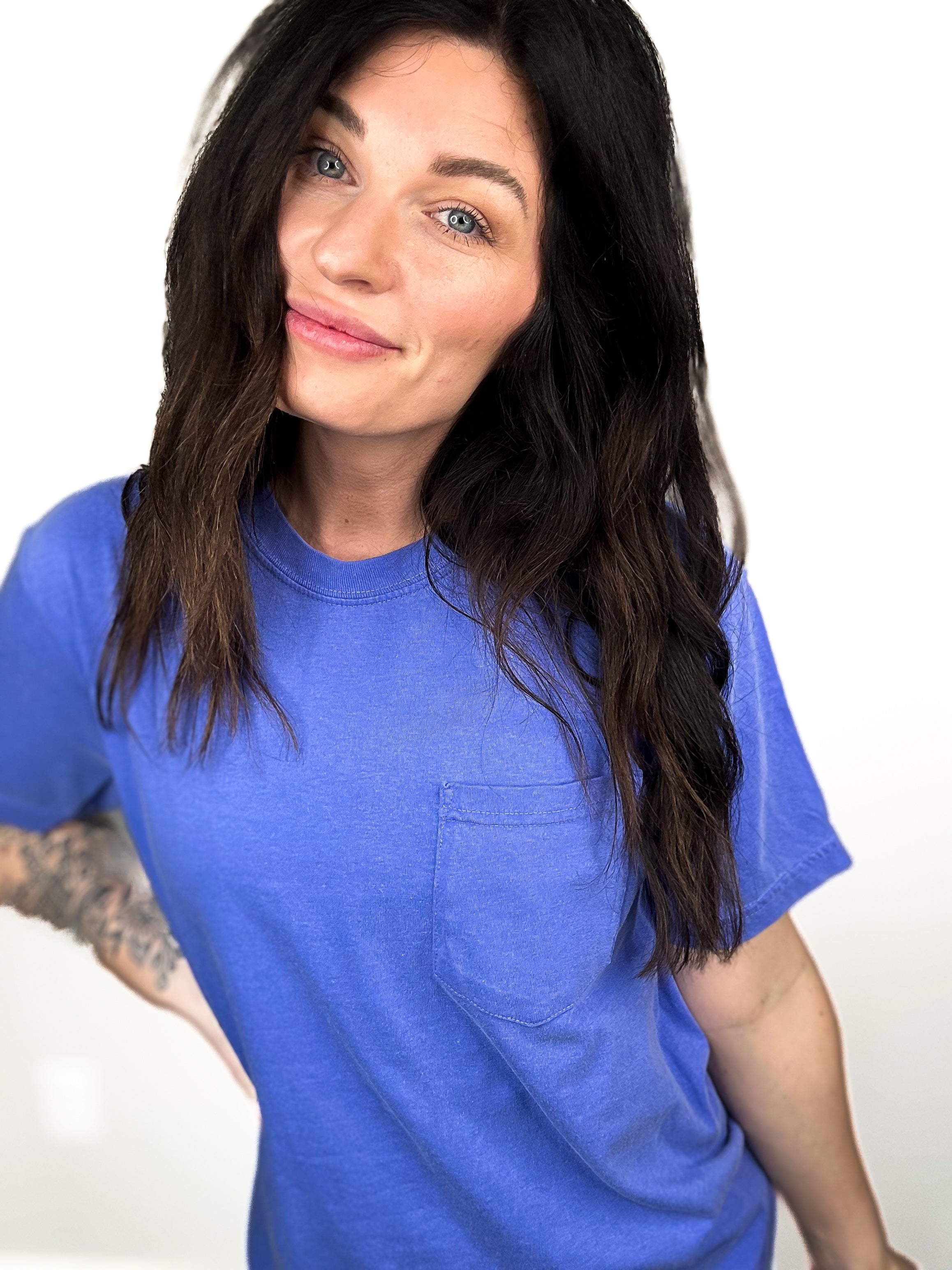 The Perfect Pocket Tee - Front Pocket + Full Back Graphic