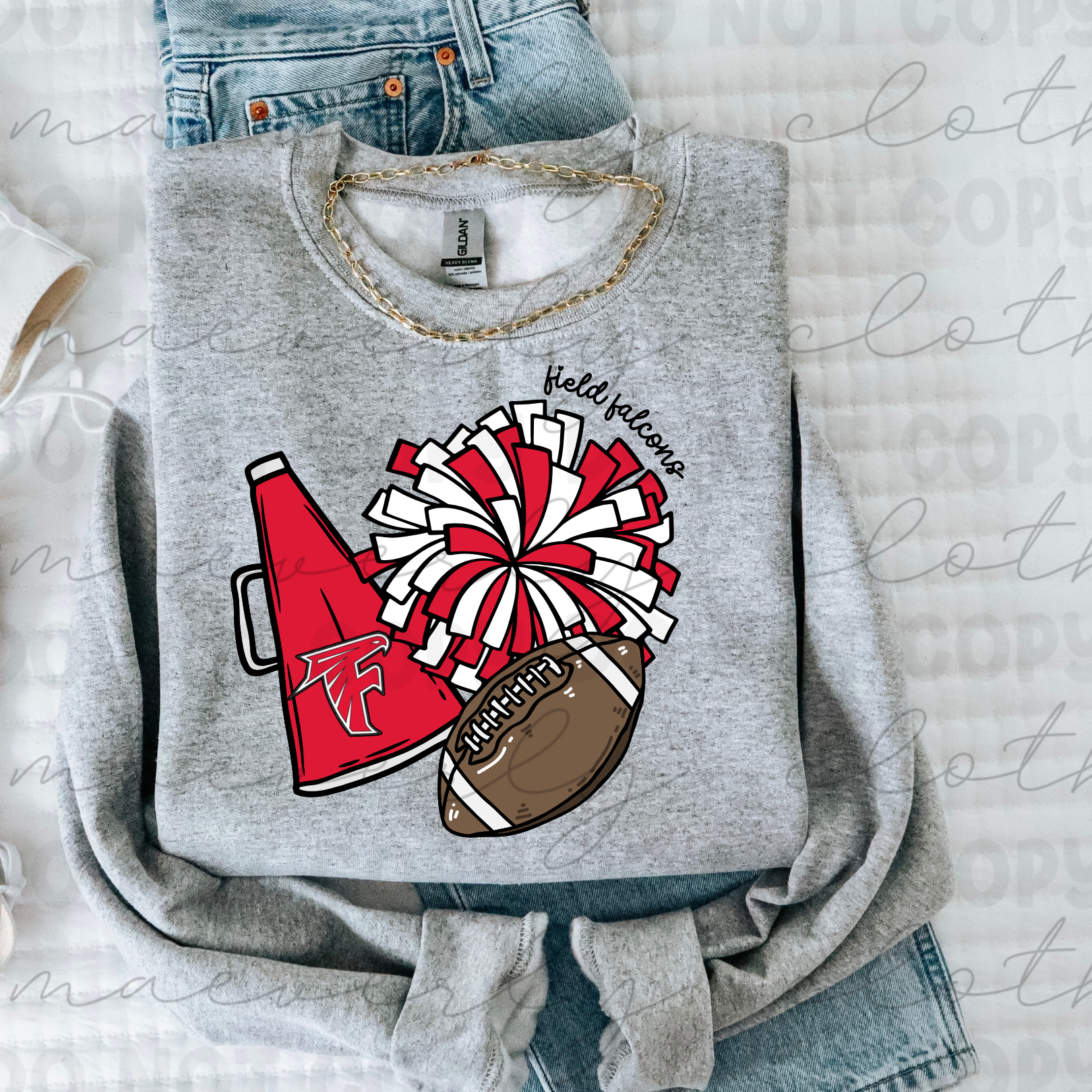 SALE - TWO ADULT - Ready to Make - Field Falcons Football Tee/Crewneck