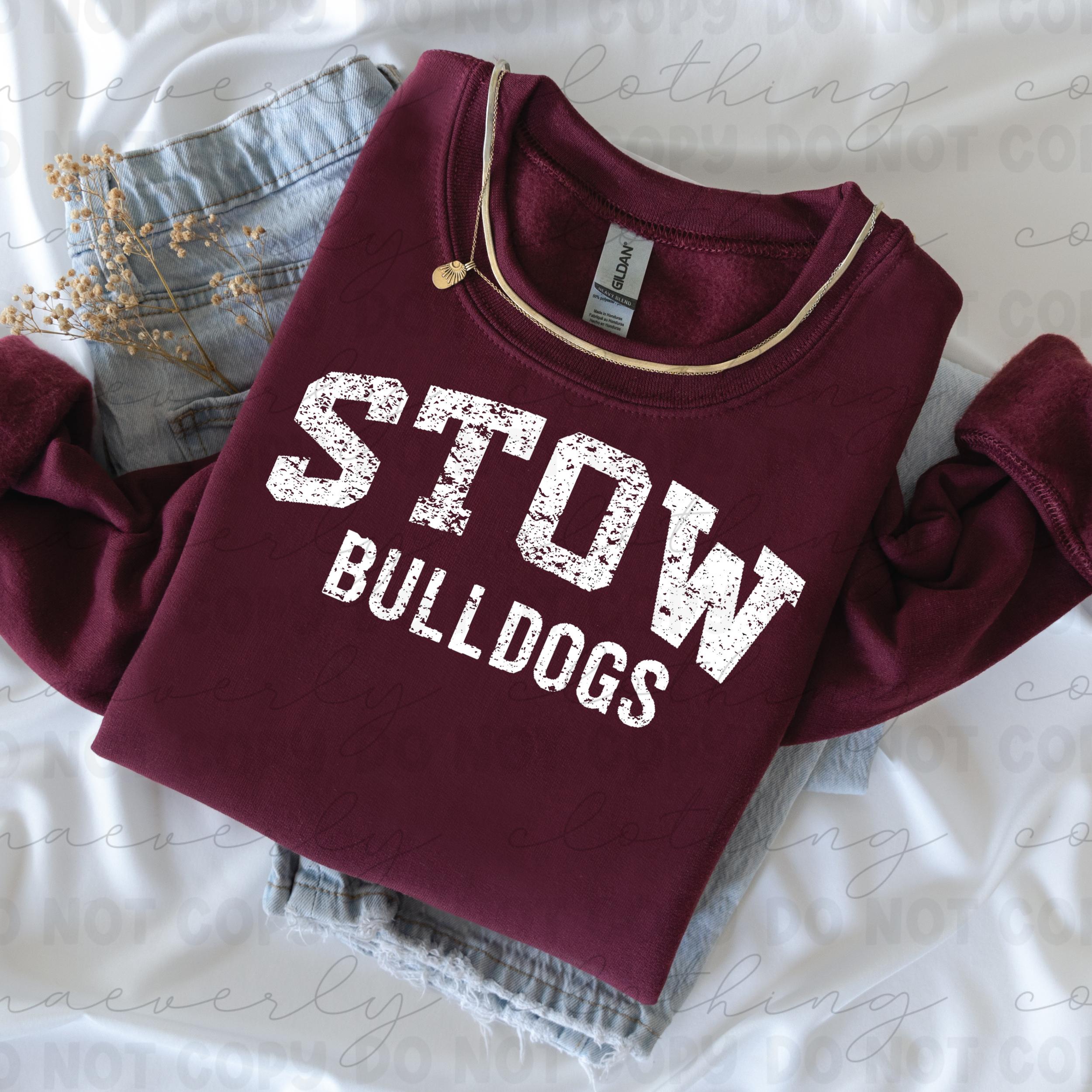 Stow Bulldogs Vintage Varsity VibesTee/Crewneck