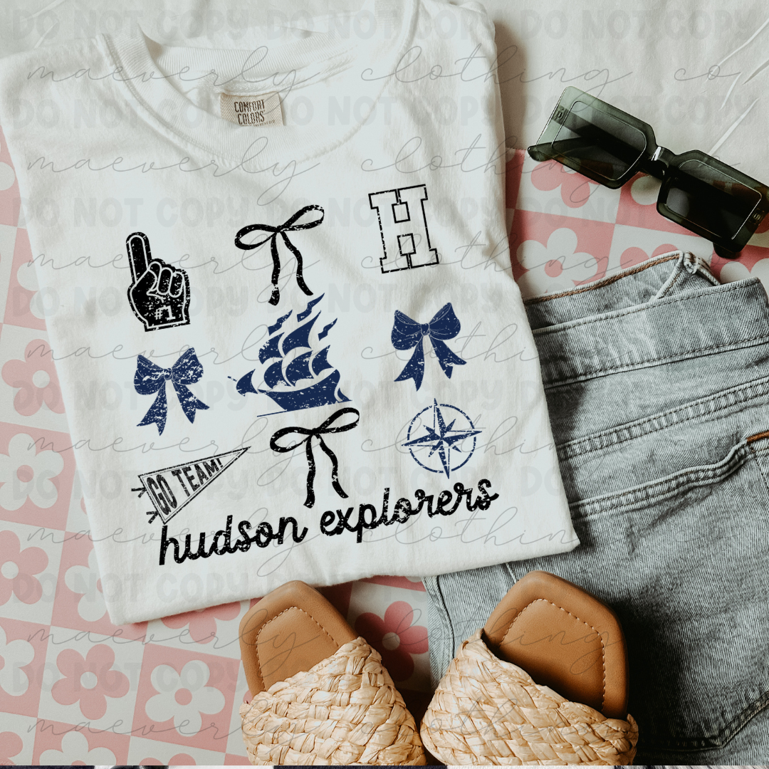 Hudson Explorers Coquette Spirit Squad Collage Tee/Crewneck