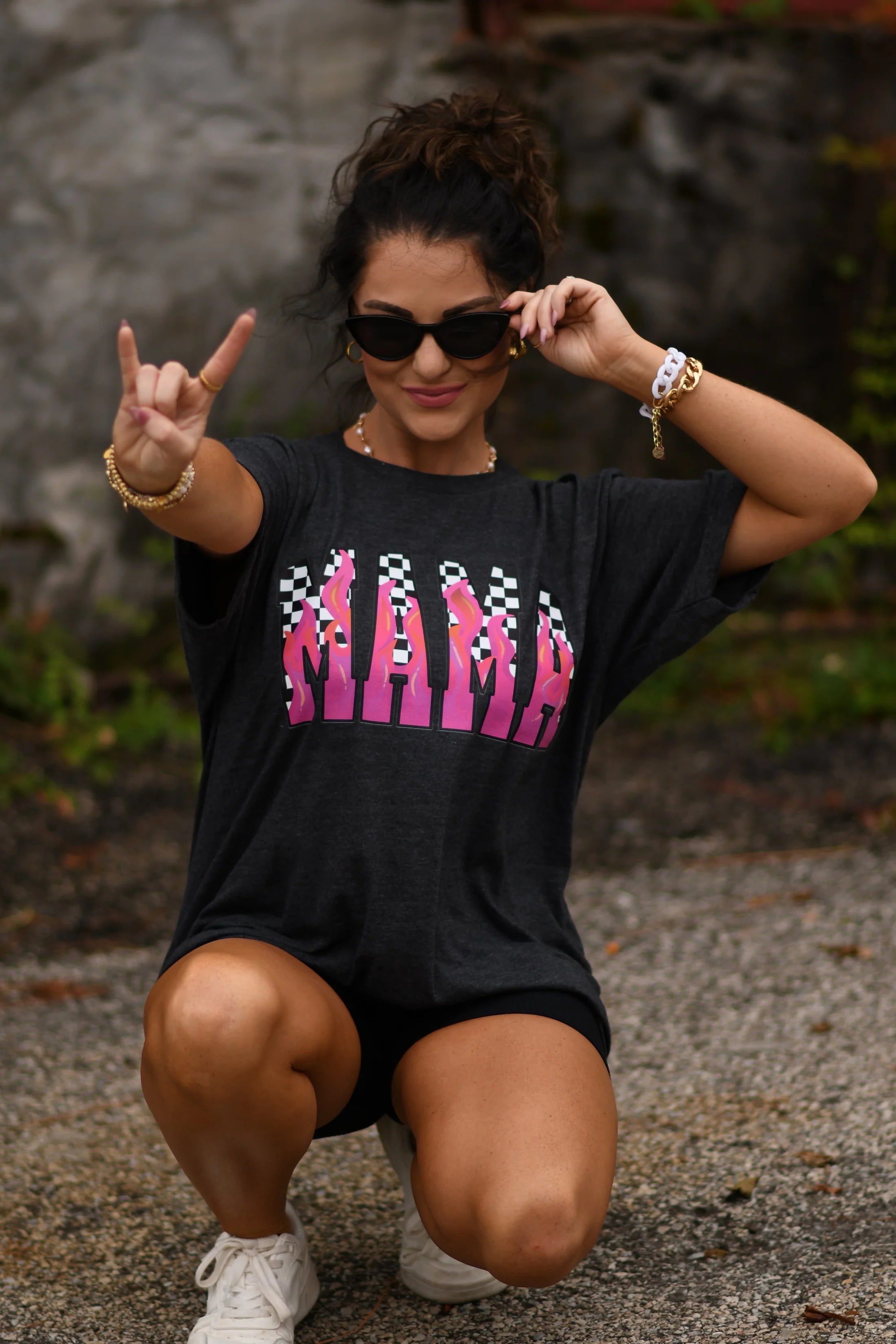 Mama Checkered Flames Tank/Tee
