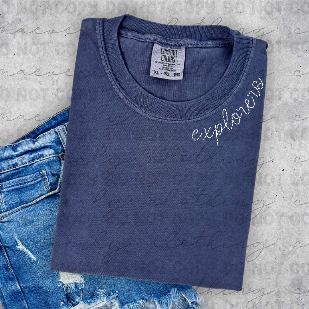 Hudson Explorers Faux Stitched Mascot Tee/Crewneck
