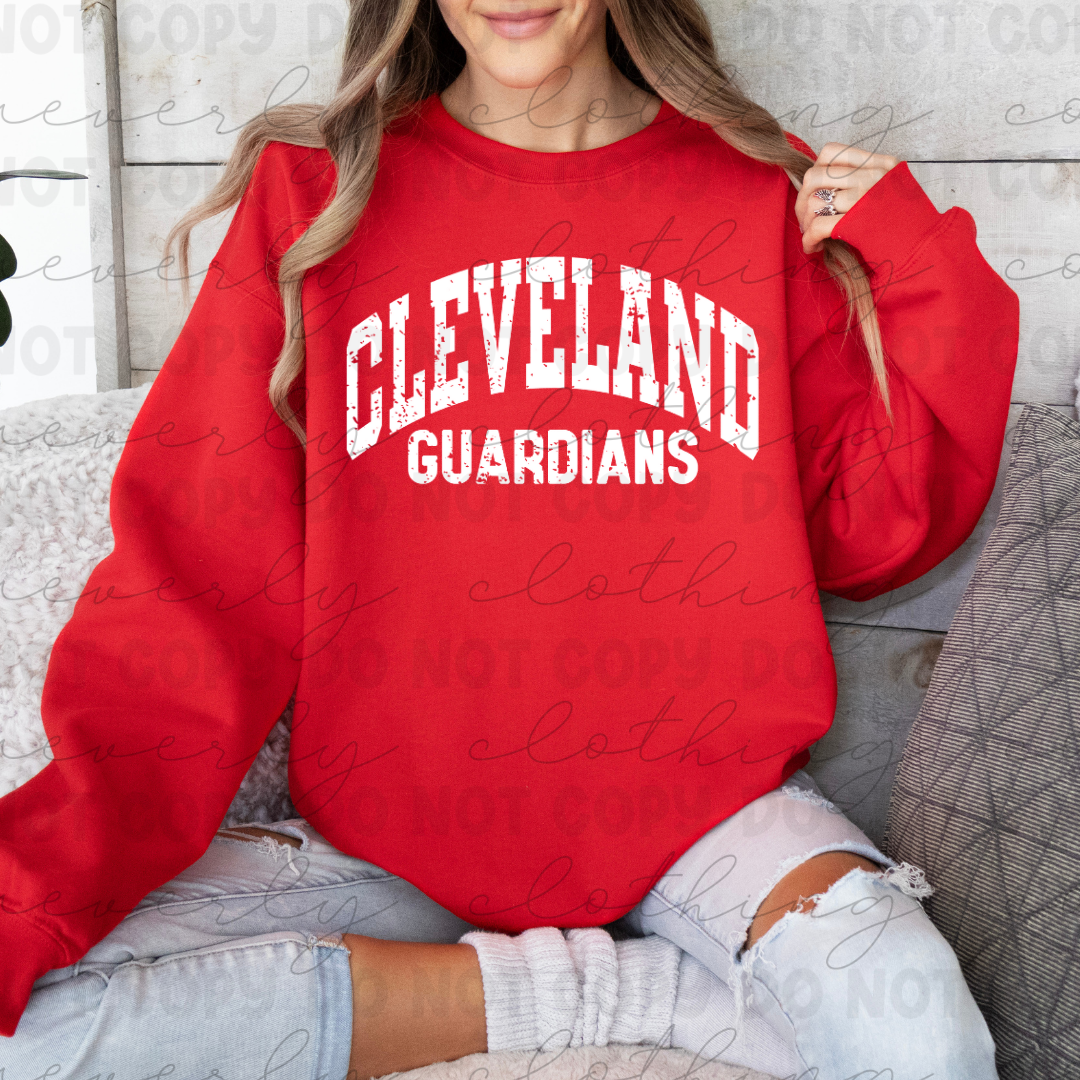 Cleveland Guardians Varsity Distressed Tee/Crewneck