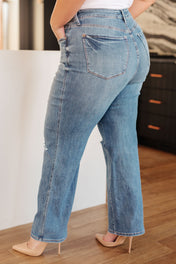 Bree High Rise Control Top Distressed Straight Jeans