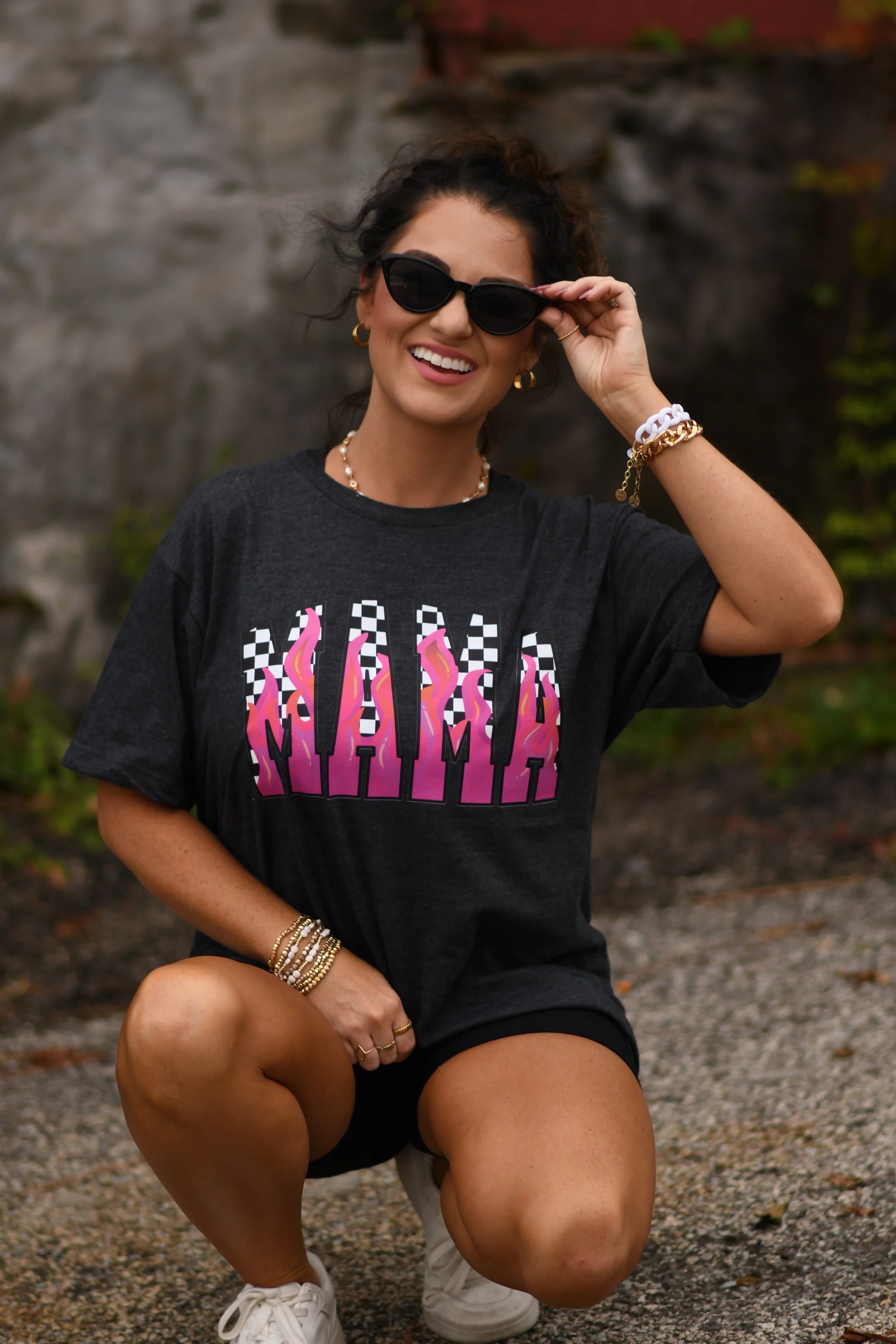 Mama Checkered Flames Tank/Tee