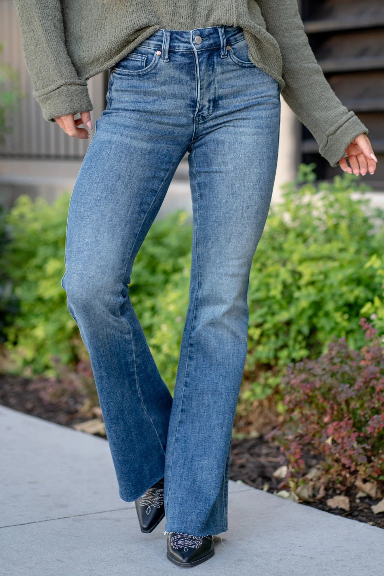 Judy Blue Tummy Control Cut Hem Flare Jeans