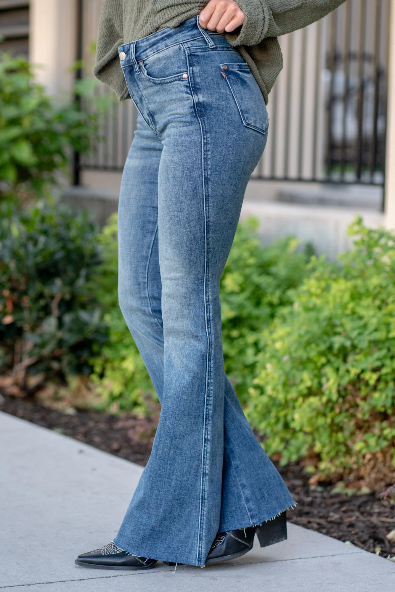 Judy Blue Tummy Control Cut Hem Flare Jeans