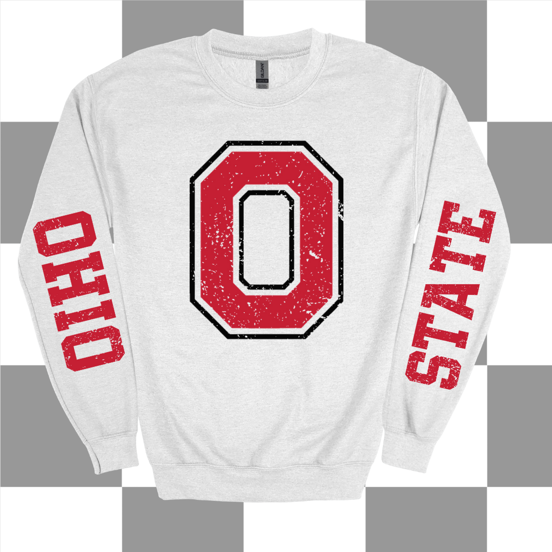 Block O W/Sleeve Crewneck