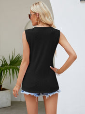 Eyelet Lace Detail V-Neck Tank - PREORDER