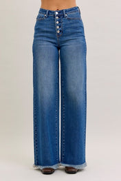 Karla High Waist Column Straight Button-Fly & Back Welt Pkts