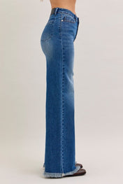 Karla High Waist Column Straight Button-Fly & Back Welt Pkts