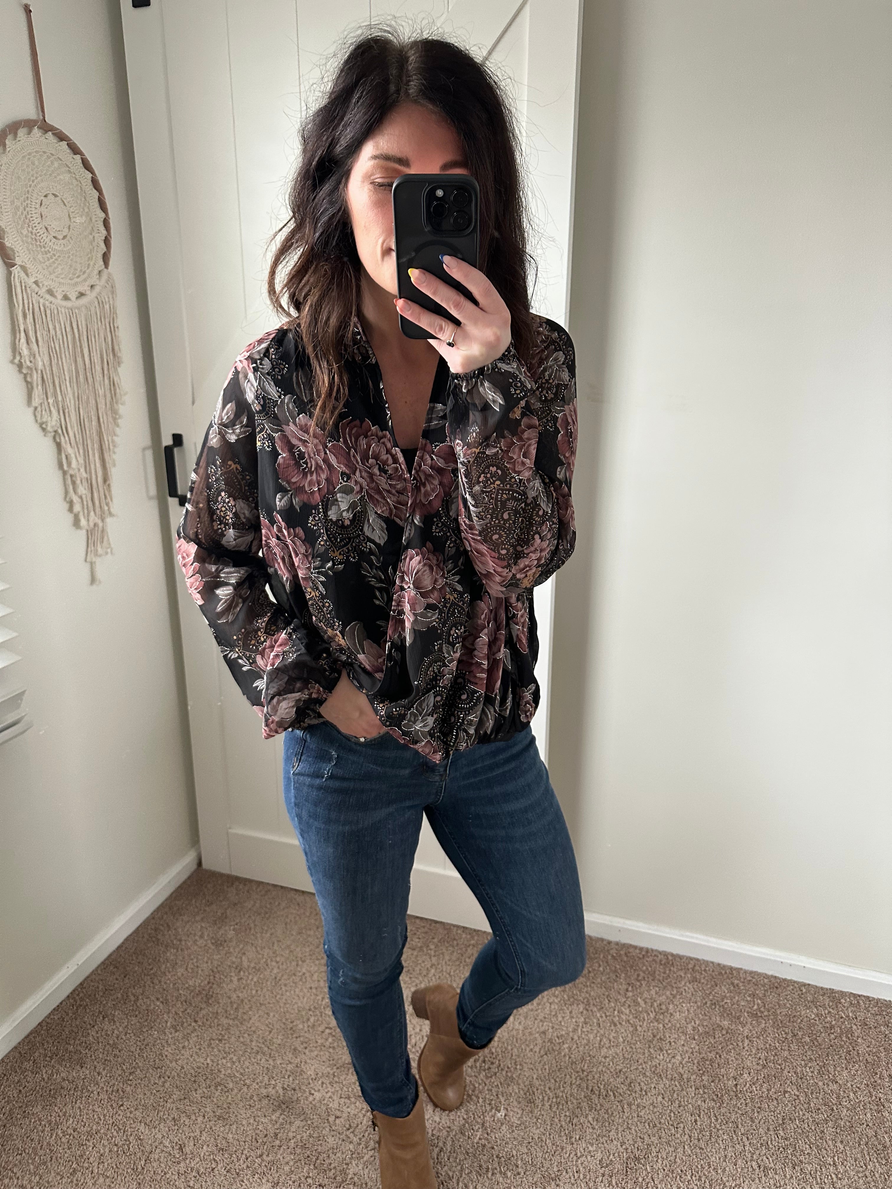 Midnight Blooms Wrap Top - PREORDER