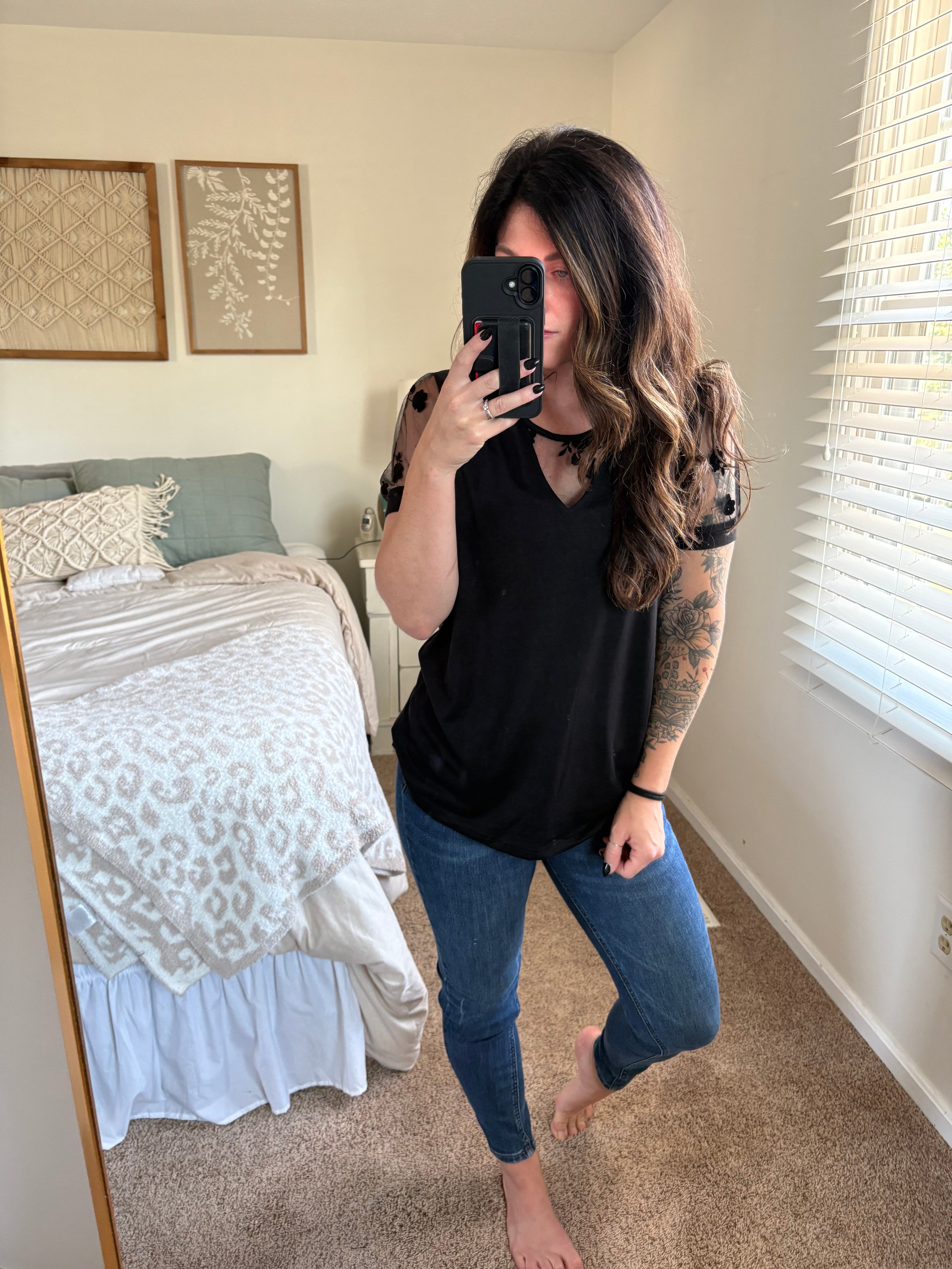 Flirty Edge Mesh Sleeve Top PREORDER