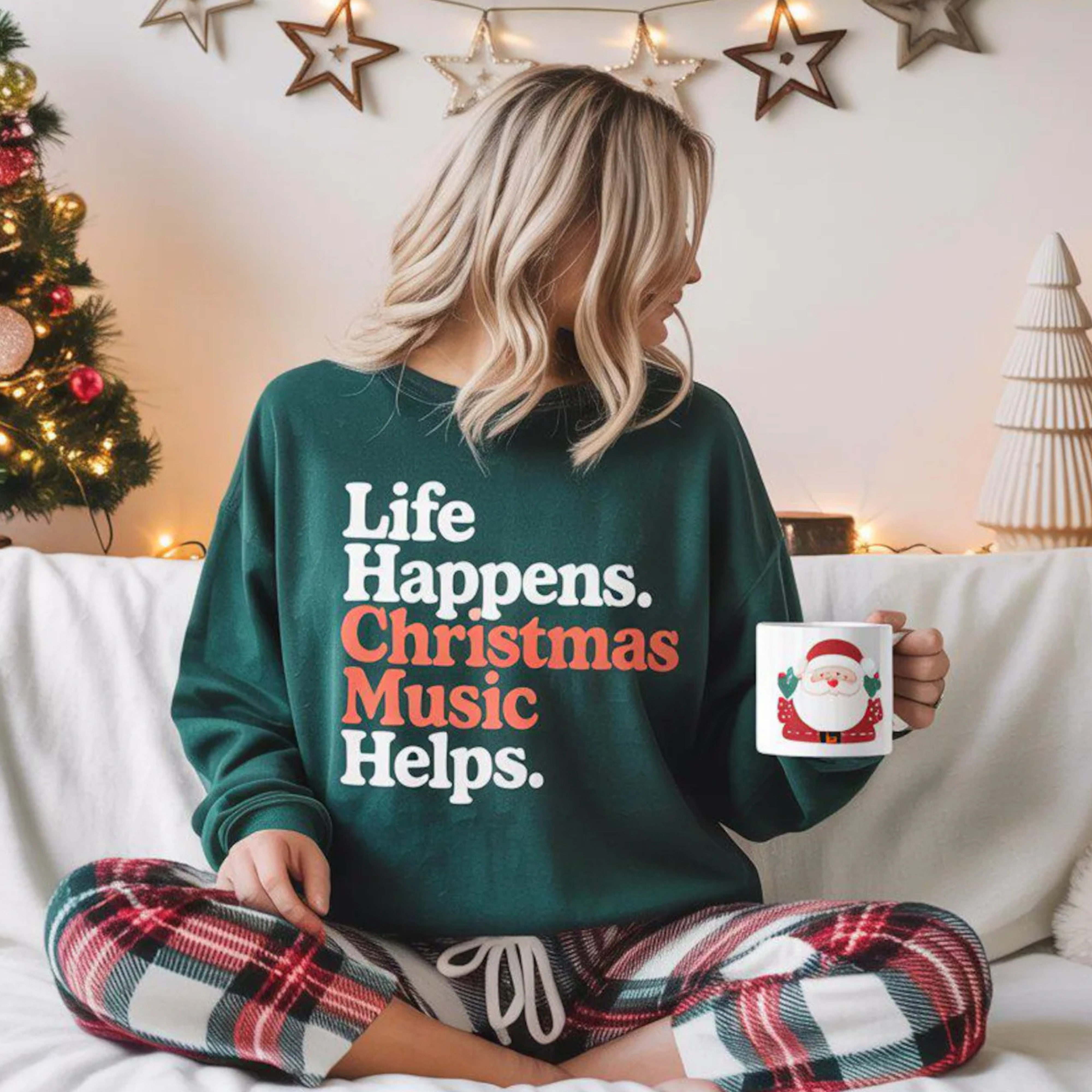 Christmas Music Helps Tee/Crewneck