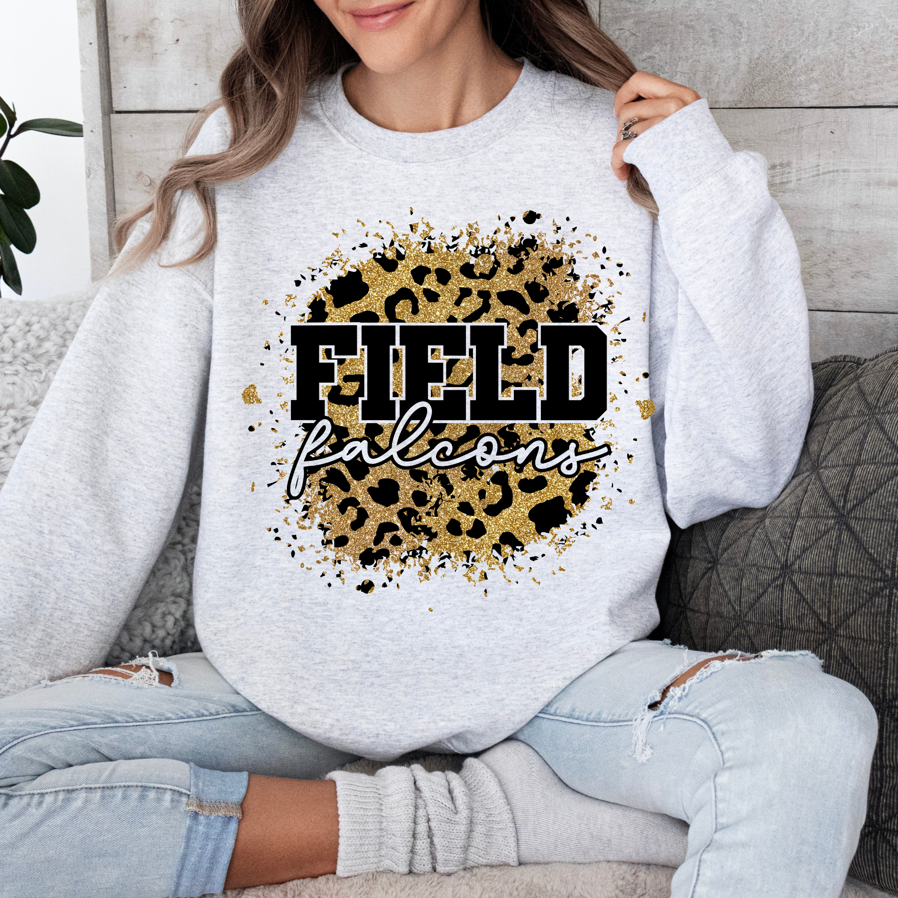 Any School/Any Team - Neutral Colors Splatter Animal Print Graphic