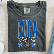 CVCA Royals Stacked and Bows Mascot Tee/Crewneck