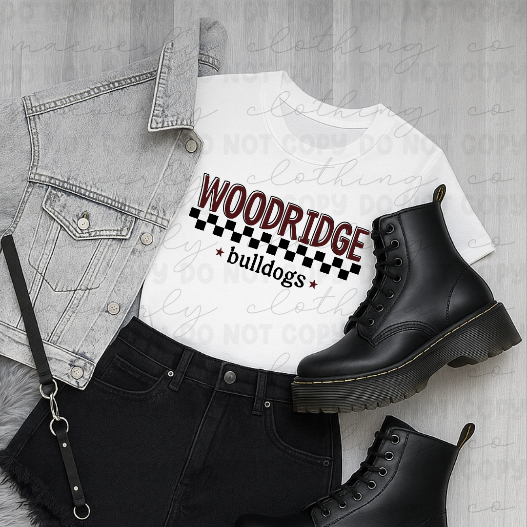 Woodridge Bulldogs Checkered Pride Tee/Crewneck