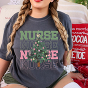 Cutesy Christmas Tree Nurse Tee/Crewneck