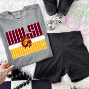 Walsh Warriors Bold Block Stack Tee/Crewneck
