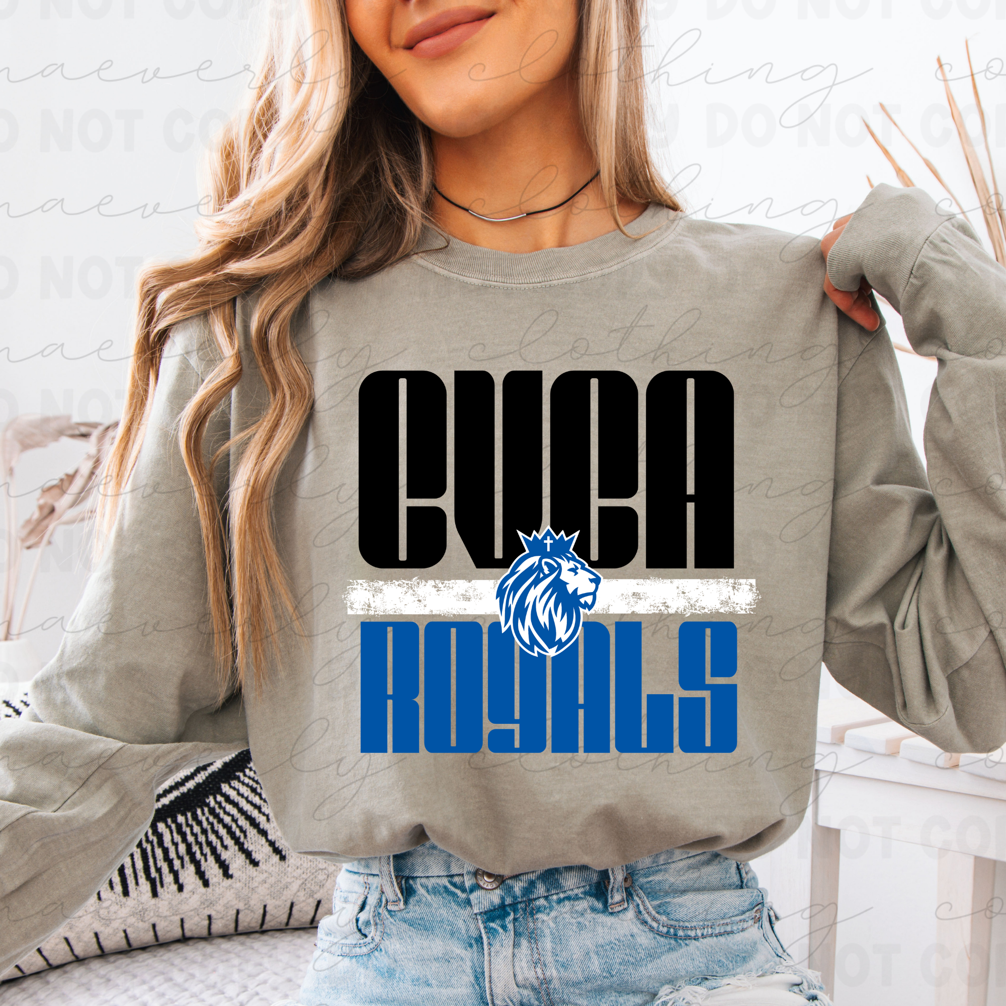 CVCA Royals Bold Block Stack Tee/Crewneck