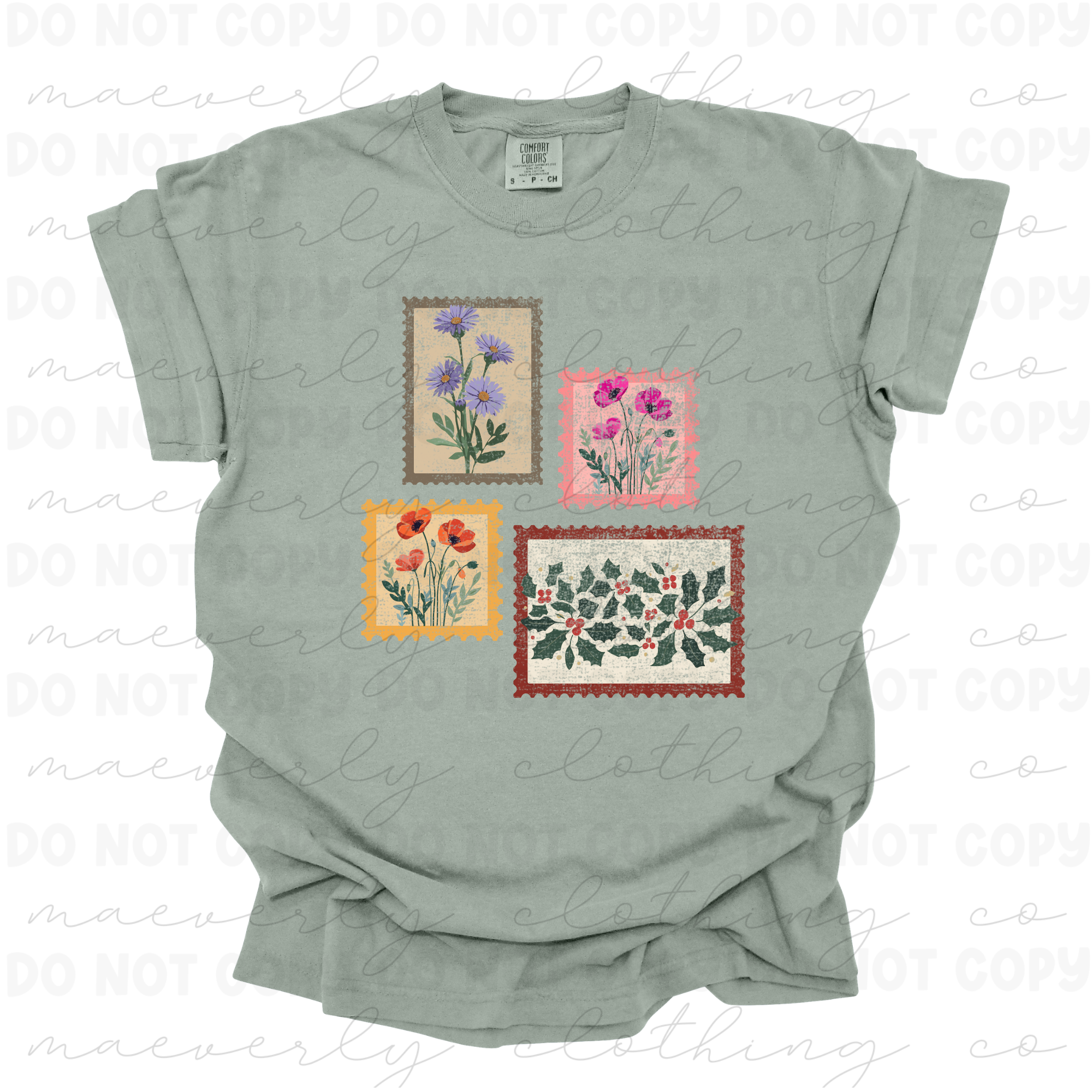 Custom Birth Month Floral Stamps Graphic