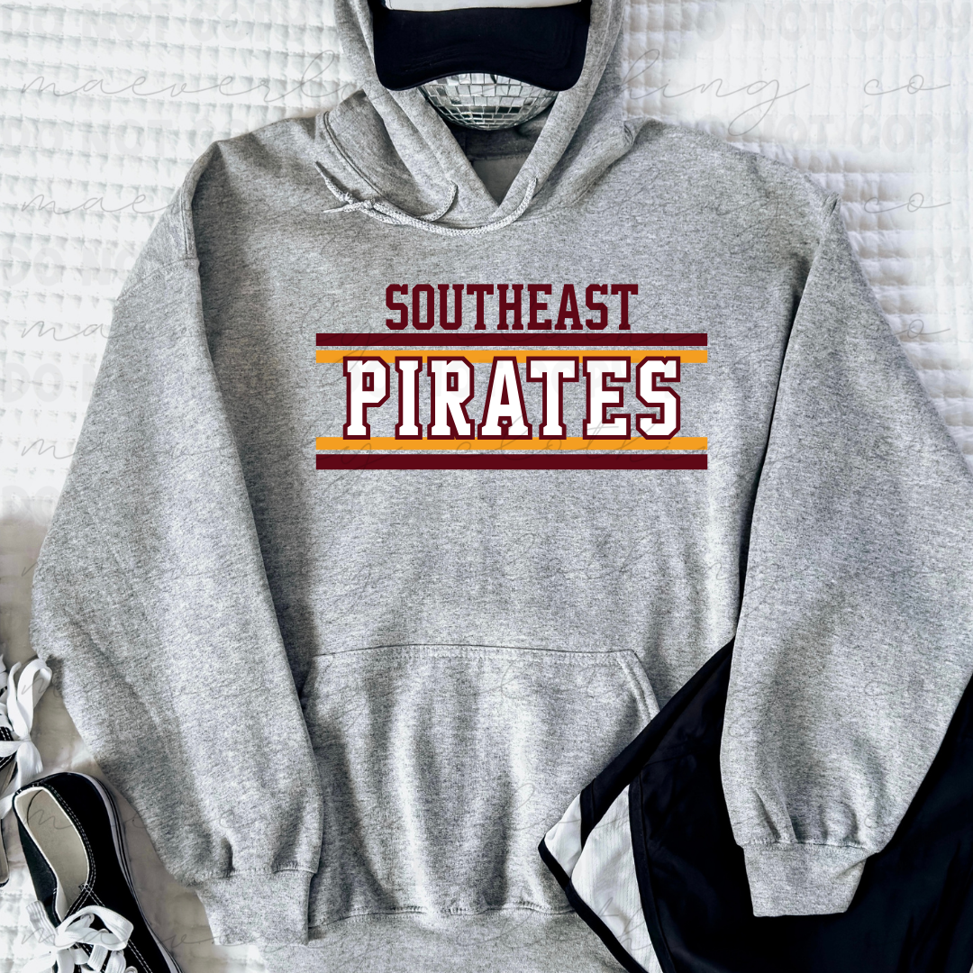 Southeast Pirates Retro Stripe Classic Tee/Crewneck