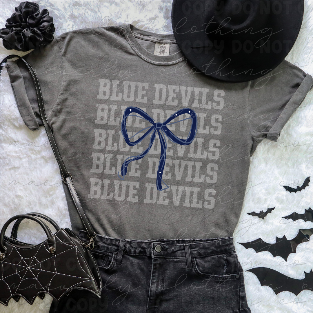 McDonald Blue Devils Varsity Bow Tee/Crewneck