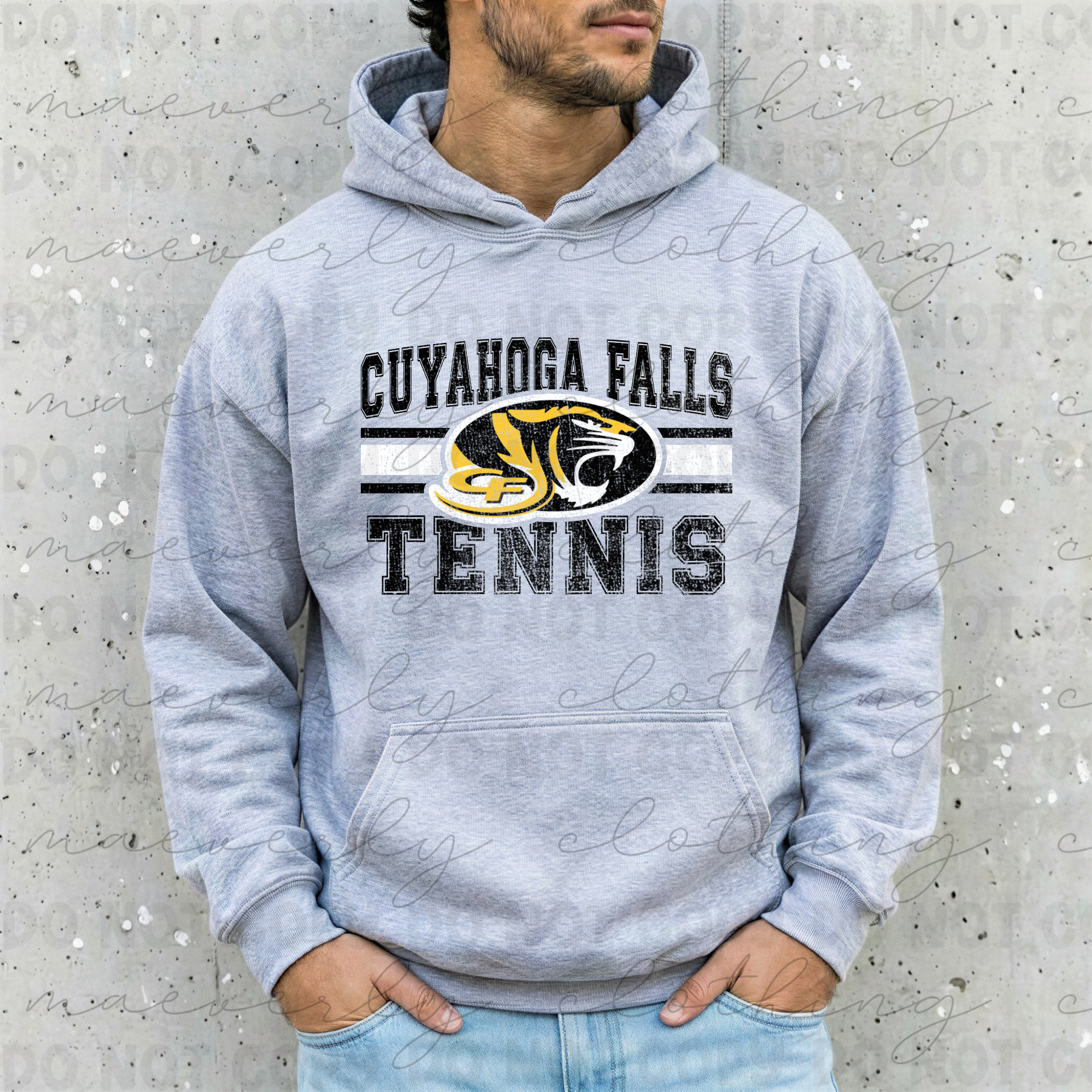 Cuyahoga Falls Tennis Design - Heatherd Grey