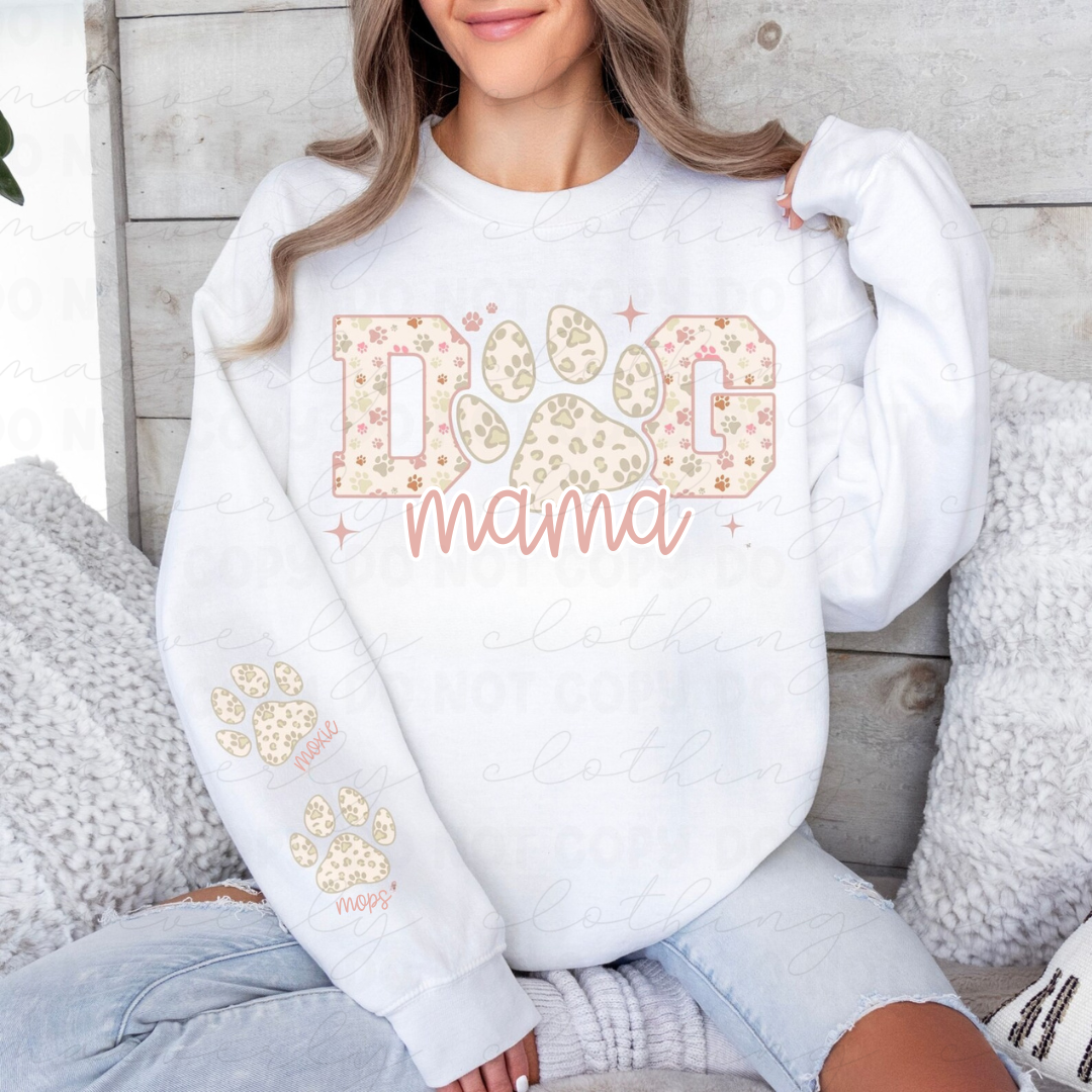 Dog Mama w/Sleeve Custom Pet Tee/Crewneck