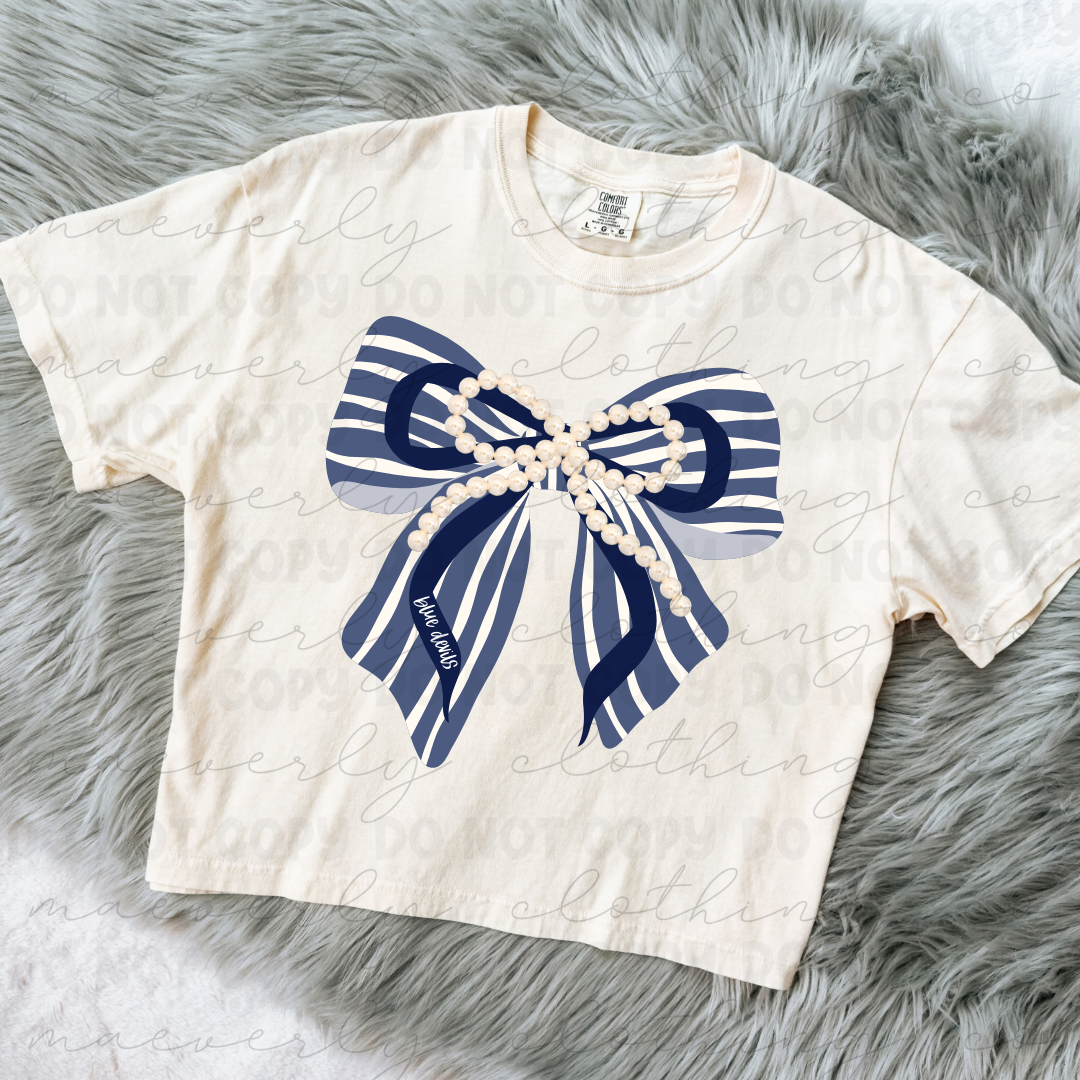 McDonald Blue Devils Stacked Bow Tee/Crewneck
