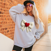 Heart Bow Faux Yarn Graphic