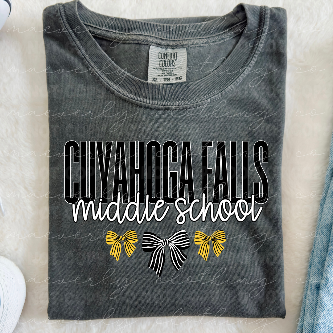 CF Middle School Stacked and Bows Mascot Tee/Crewneck