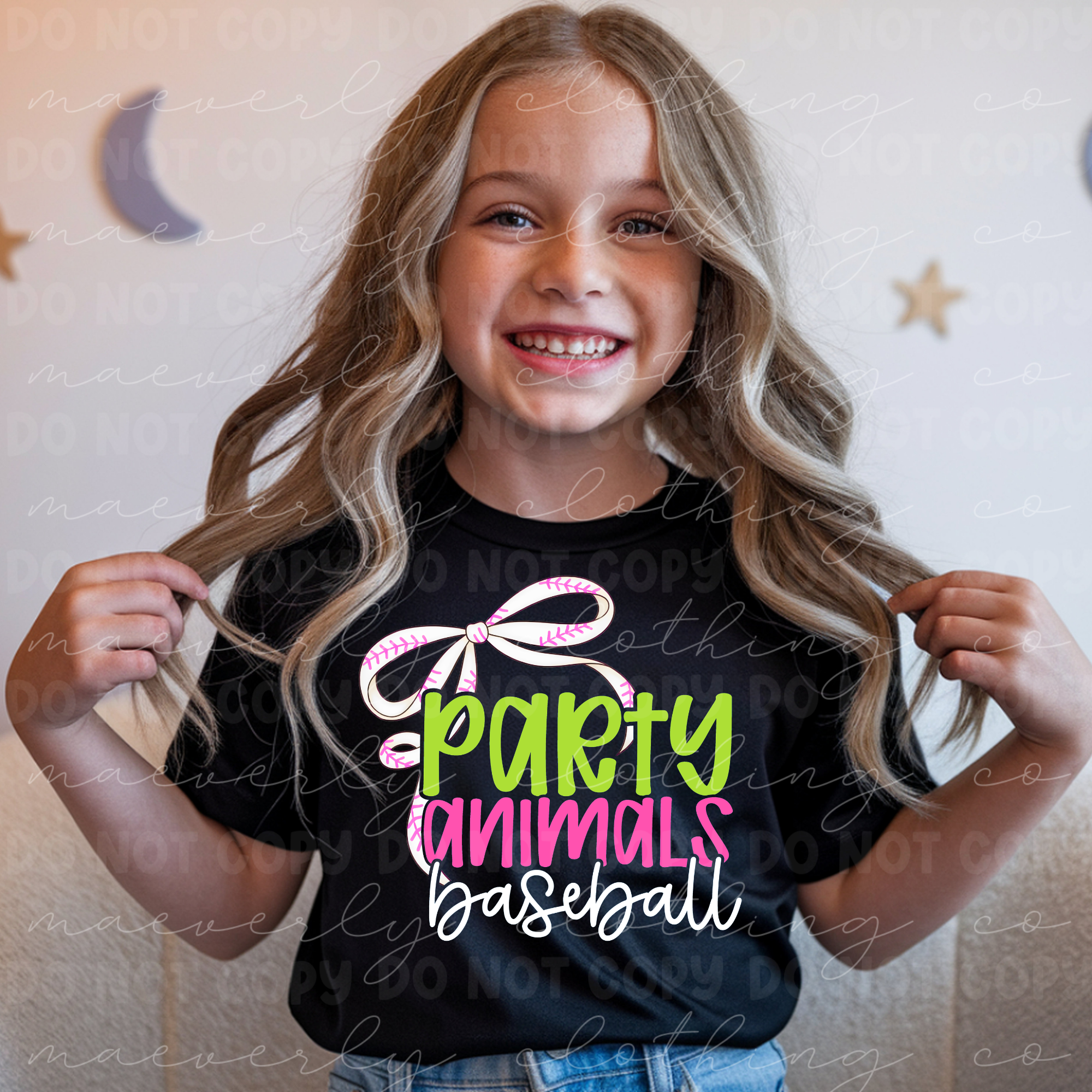 Baseball Bow Party Animals Graphic