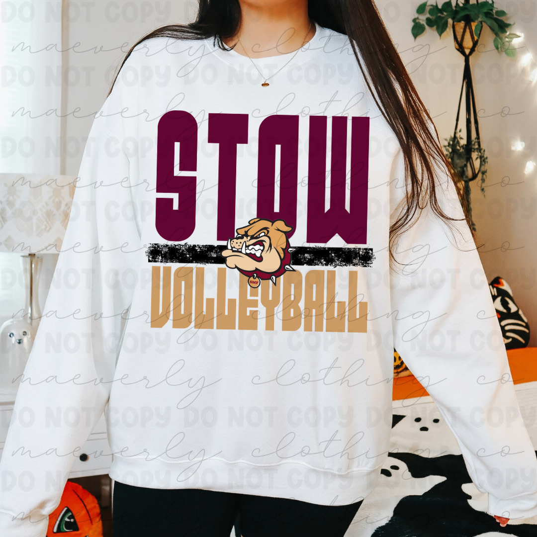 Stacked Block Volleyball Bulldog Graphic