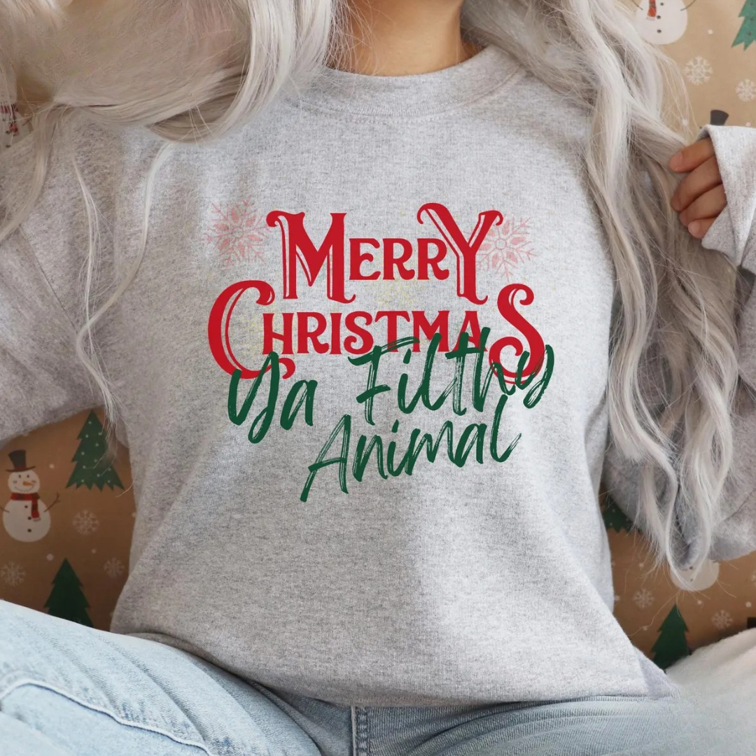 Merry Christmas Ya Filthy Animal Tee/Crewneck