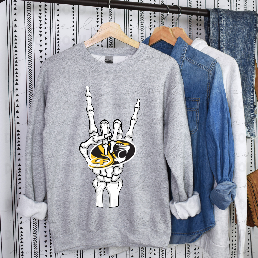 Cuyahoga Falls Skelly Hand Mascot Tee/Crewneck