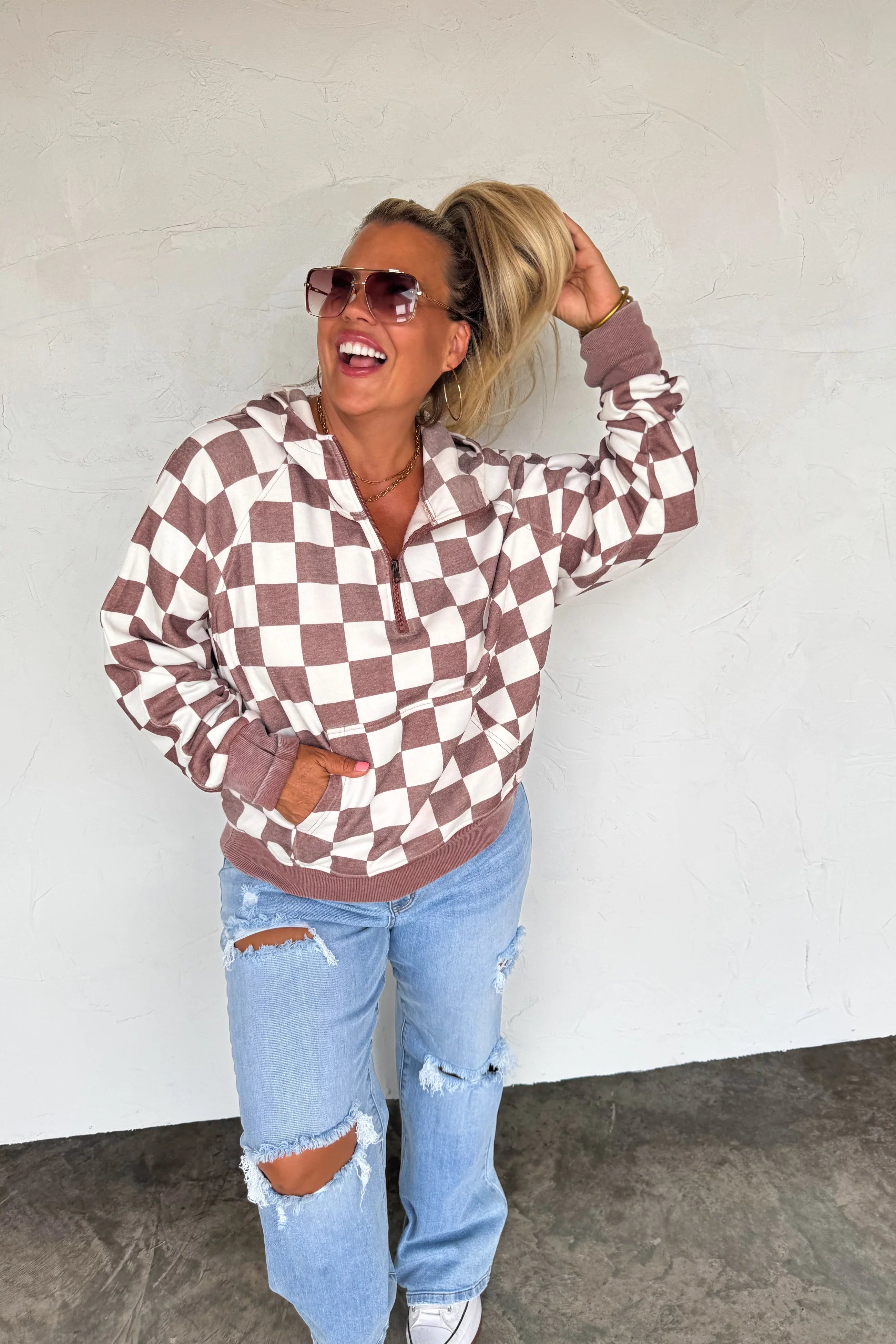 Camo & Checker Easy Does It Pullover - PREORDER