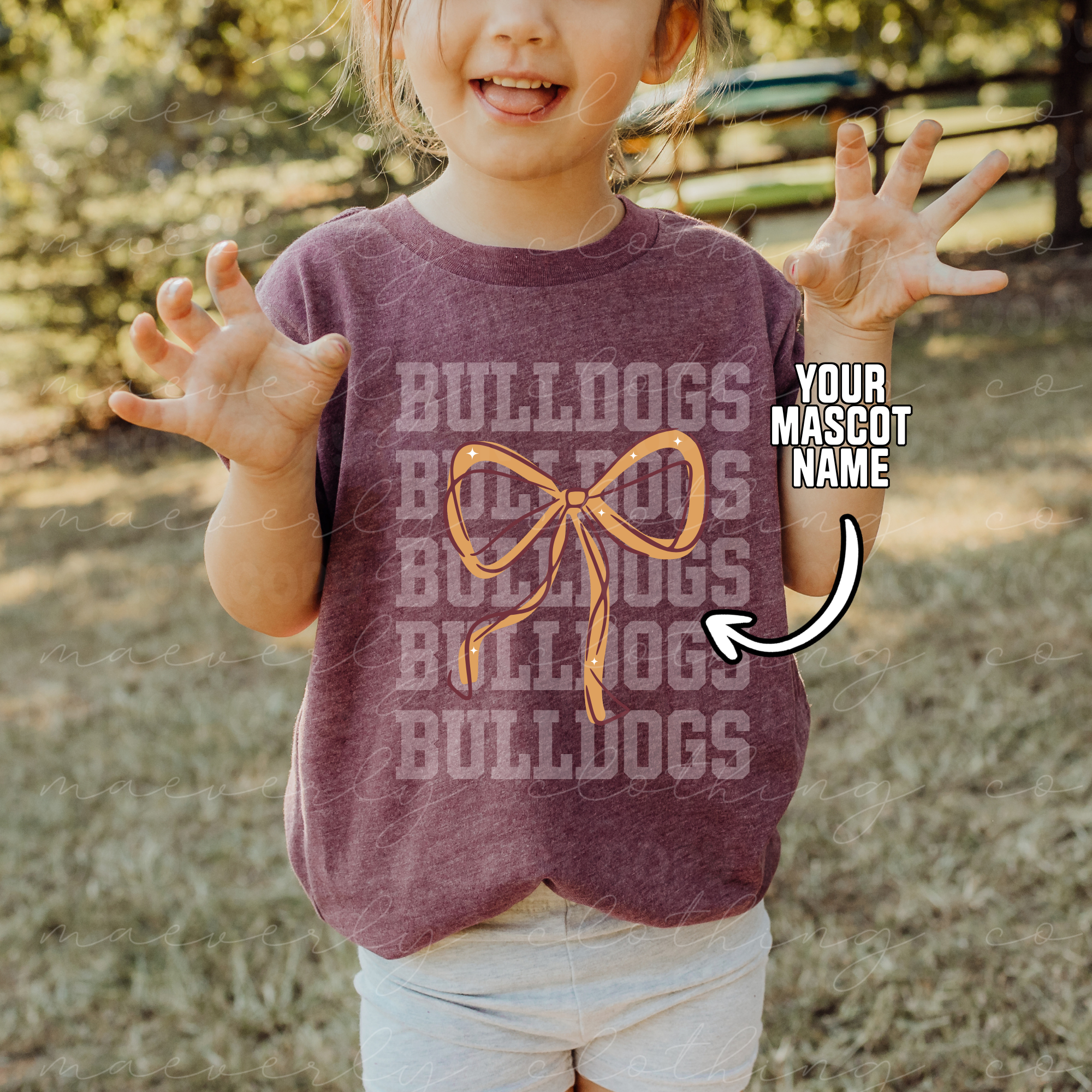 Your School/Mascot Varsity Bow Tee/Crewneck