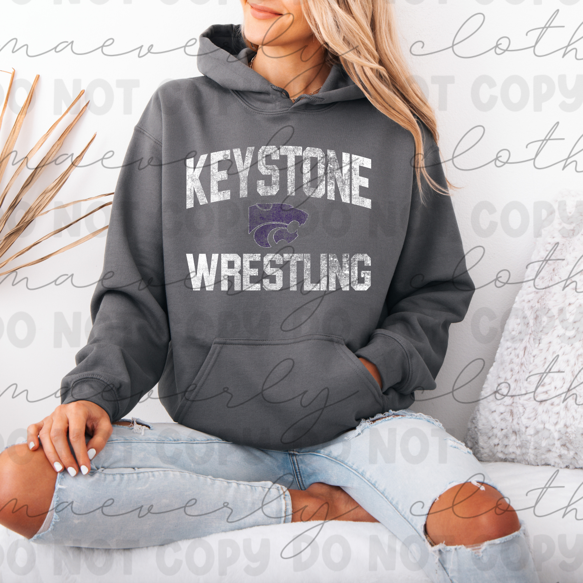 Keystone Wildcats Distressed Any Sport or Club Tee/Crewneck