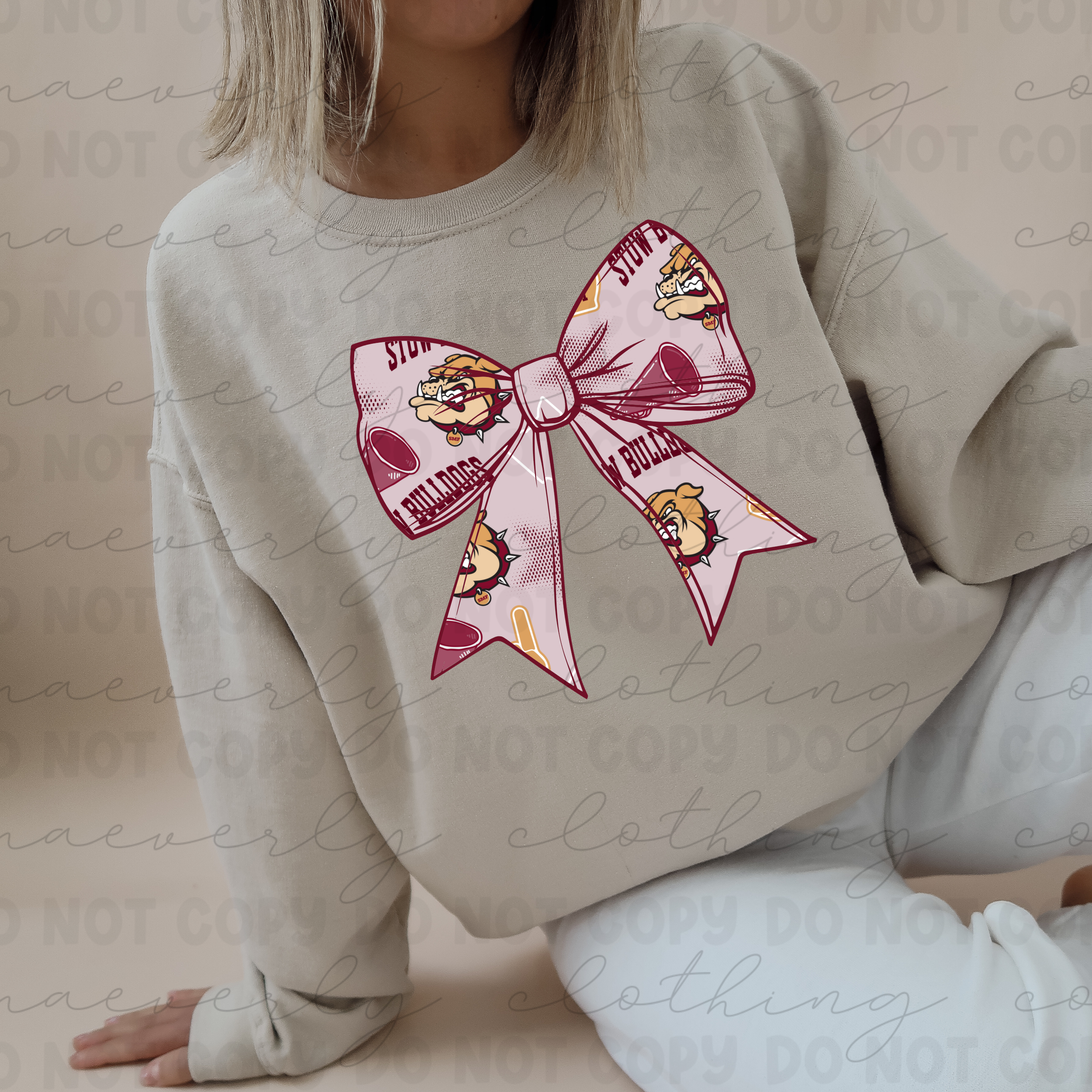 Custom Mascot Big Bow Tee/Crewneck - ANY SCHOOL/TEAM