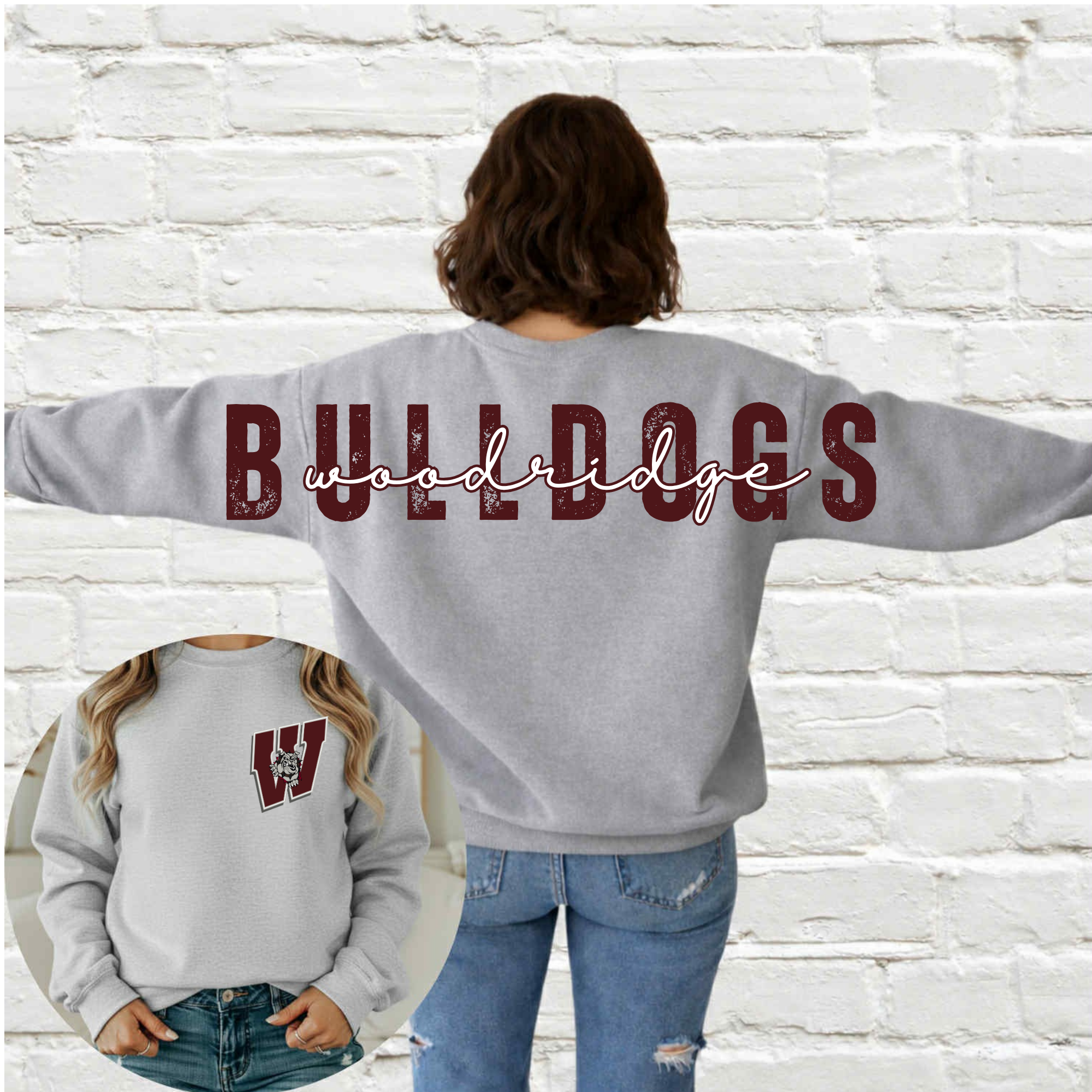 Custom Back Crewneck || Woodridge Bulldogs