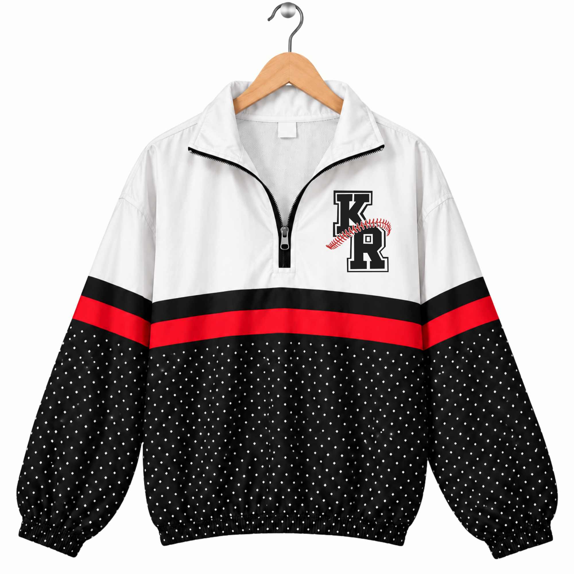The Varsity Club Quarter Zip - Kent Riders Baseball -  Micro Polka Dots [ETA 5-6.5 weeks]