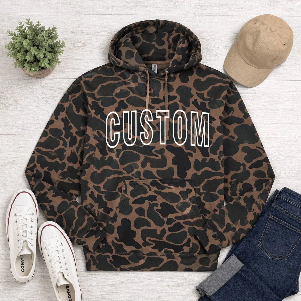 Custom Embroidered Duck Camo Hoodie PREORDER