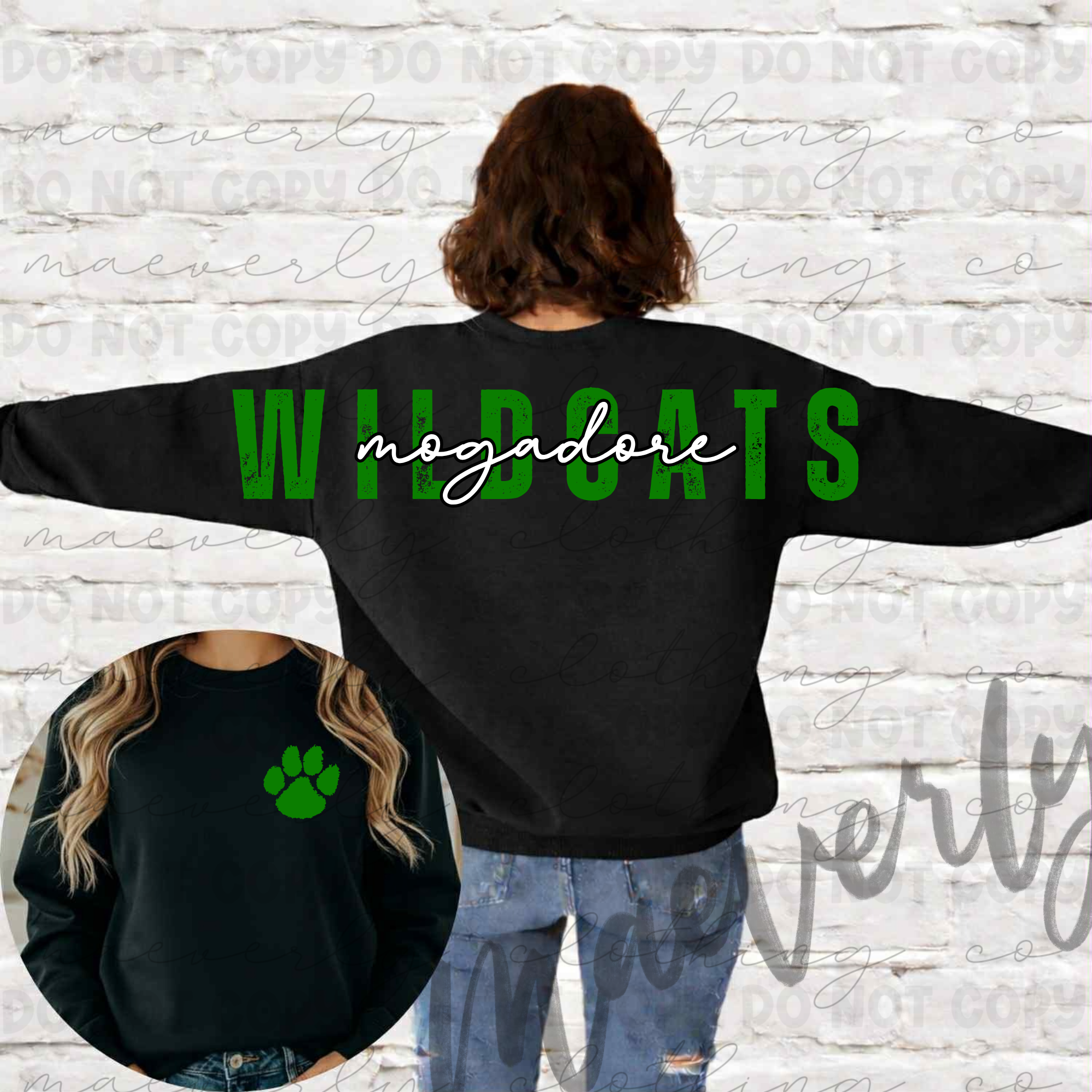 Custom Back Crewneck || Mogadore Wildcats Graphic