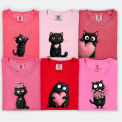 Black Cat Cutie Valentines Tee/Crewneck - SIX Options