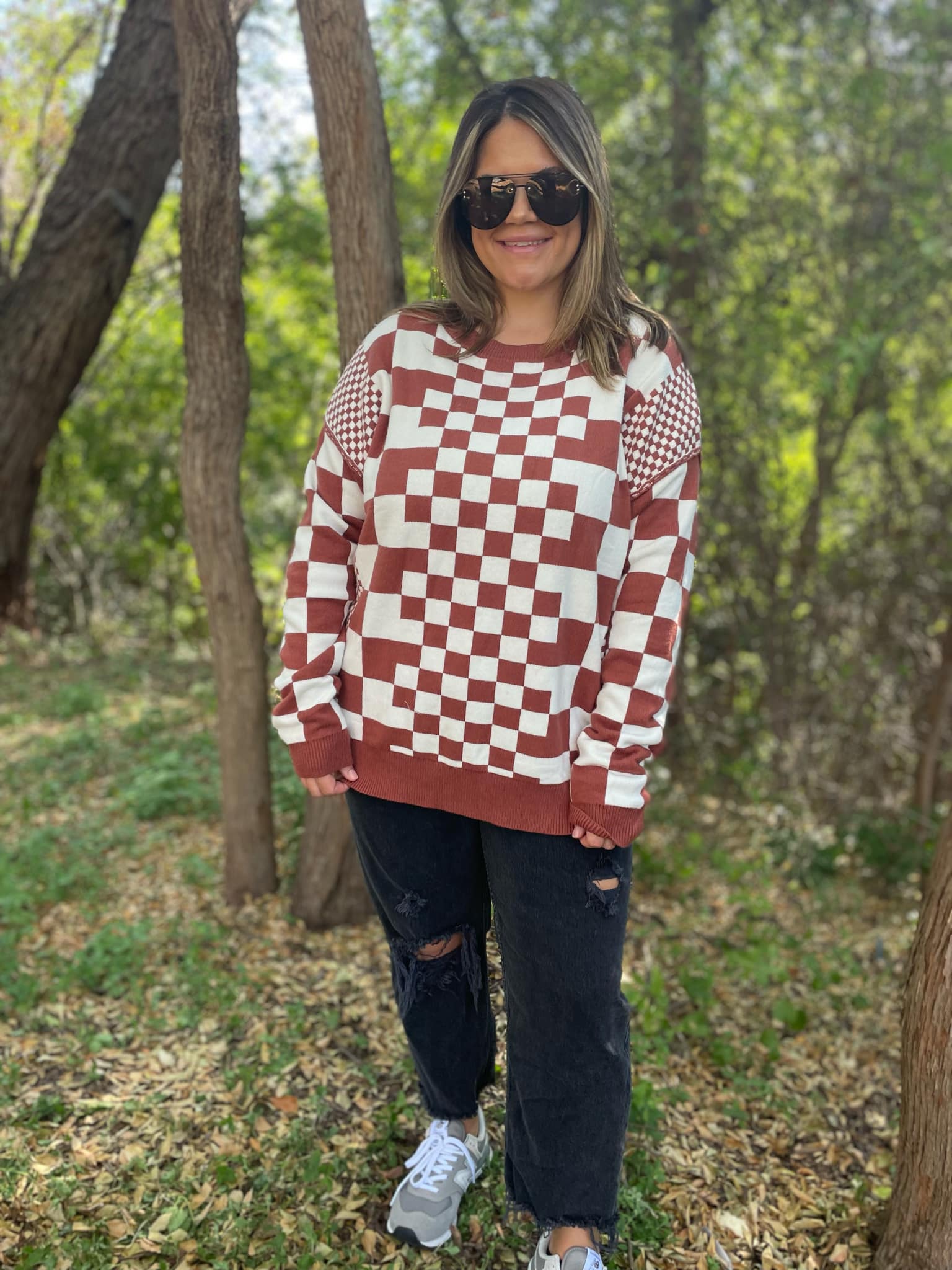 All Checkered Out Sweater in Four Colors - PREORDER