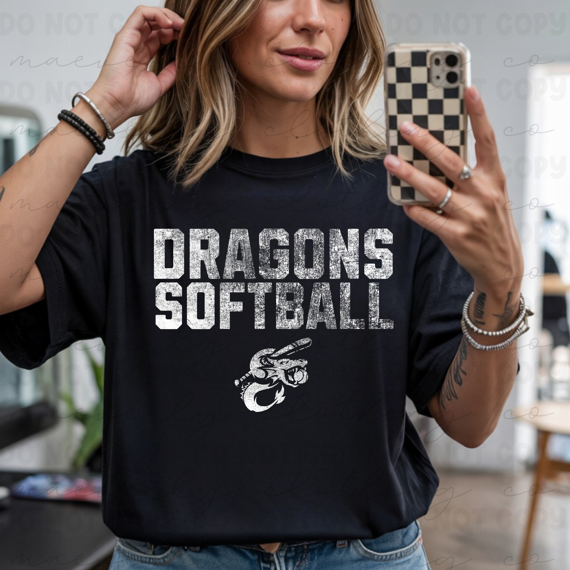 Dragons Monotone Distressed Team Graphic